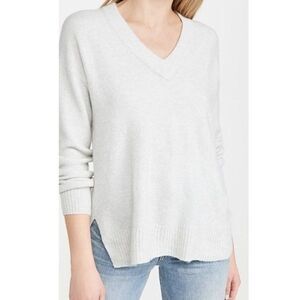 NEW Madewell Bartlett V Neck Pullover Wool Sweater in Heather Smoke Small